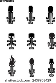 set of icons based on octopuses