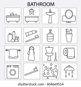 Set of icons bathroom