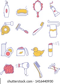 set of icons with bathroom accessories