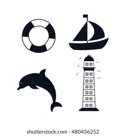 set icons beach isolated vector illustration eps 10