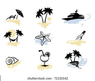 A set of icons - beach vacation