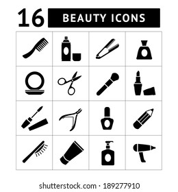 Set icons of beauty and cosmetics isolated on white. Vector illustration