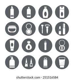 Set icons of beauty and cosmetics isolated on white. Vector set.