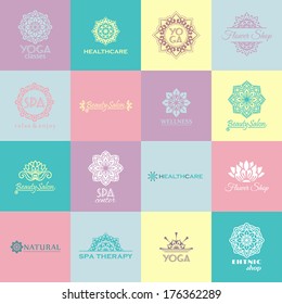 Set of icons for beauty, healthcare, wellness, fitness, yoga, SPA