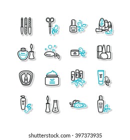 Set of icons - beauty, manicure, pedicure. A vector.