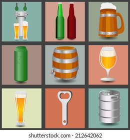 Set icons beer equipment, for creating your own infographics. Vector illustration