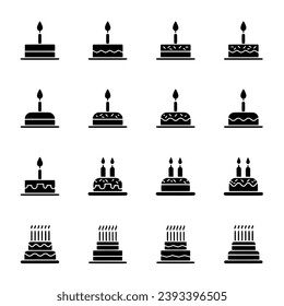 set of icons birthday cake