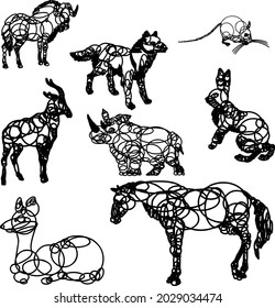 Set of icons black and white