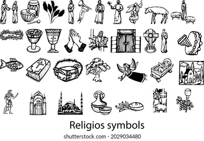 Set of icons black and white