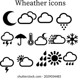 Set of icons black and white