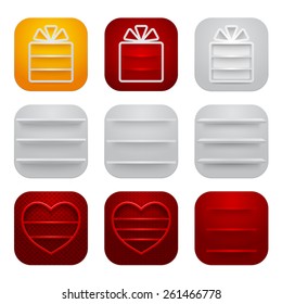 Set of icons with blank shelves. Vector illustration.