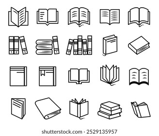 set of icons book simple with  transparent background 