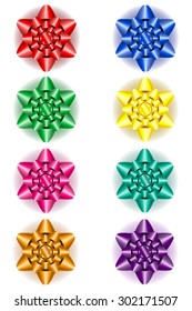 set icons bow for gift vector illustration isolated on white background