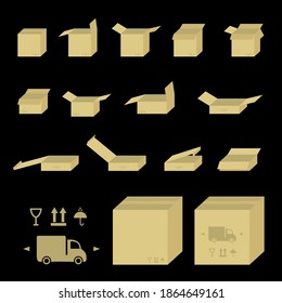 Set of icons of boxes for parcels or delivery. Cargo marking.
