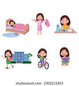 A set of icons for a boy daily routine