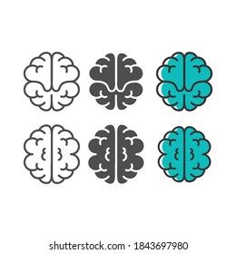 set icons of brain flat design