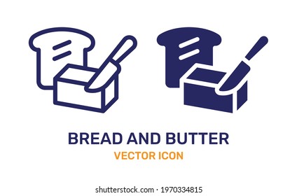 Set icons of bread and butter 