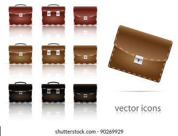 set of icons of briefcase