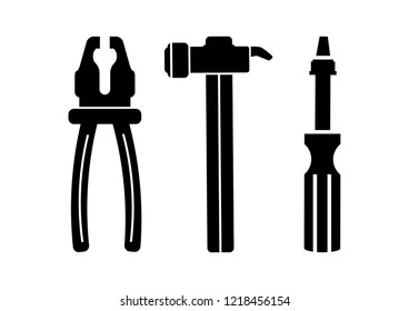 Set of icons of building tools. Vector illustration