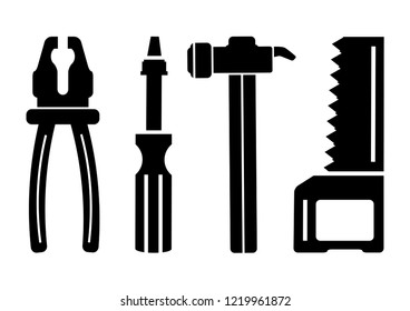 Set of icons of building tools. Vector illustration