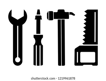 Set of icons of building tools. Vector illustration