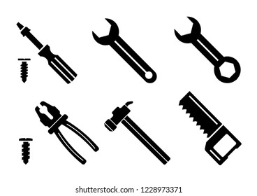Set of icons of building tools. Vector illustration