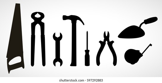 Set Of Icons Of Building Tools. Vector Illustration