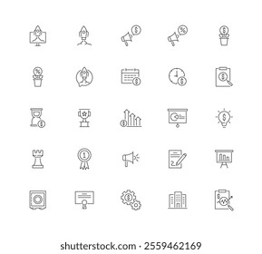 A Set Of Icons For Business And Finance - Editable Stroke