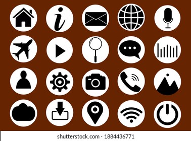Set of icons for business, mobile app, UI and UX using black and flat icons on white border vector design