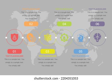 Set von Symbolen für Unternehmen. Ablaufdiagramm der Startentwicklungsstufen Infografik-Vektorvorlage. 6