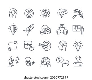 Set of icons for business. Team management and goal achievement sticker collection. Design elements for website and social network. Cartoon line art flat vector illustrations on white background