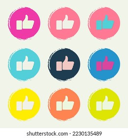 Set icons, buttons with like symbol on round colored background