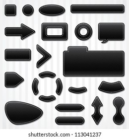 Set of icons, buttons and menus for websites in black.