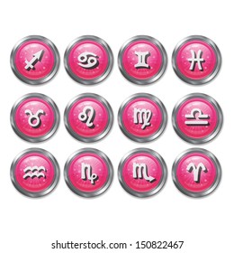 set of icons buttons signs of the zodiac horoscope