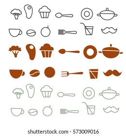 set of icons for cafe and restaurants