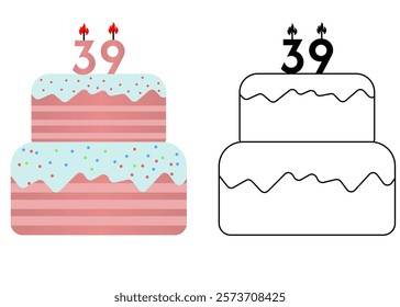 Set of icons cake with number 39
Vector cake on white background not birthday