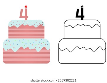 Set of icons cake with number 4
Vector cake on white background not birthday