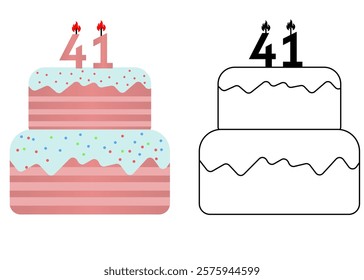 Set of icons cake with number 41
Vector cake on white background not birthday