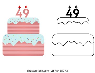 Set of icons cake with number 49
Vector cake on white background not birthday