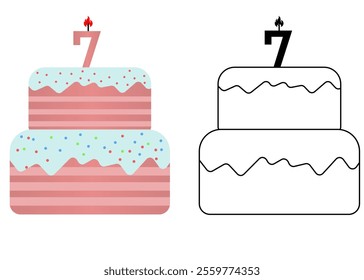 Set of icons cake with number 7
Vector cake on white background not birthday