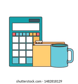 set of icons with calculator in white background