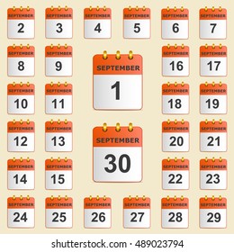 Set of icons for the calendar in September