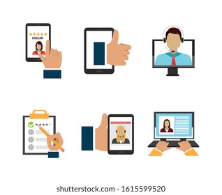 set icons of call center vector illustration design