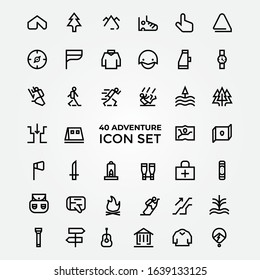 Set of icons for camping & hiking. Vector Illustration