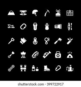 Set icons of camping and mountaineering