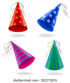 set icons cap for birthday celebrations vector illustration isolated on white background