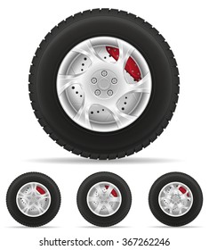 set icons car wheel tire from the disk vector illustration isolated on white background