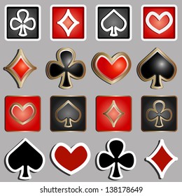 set of icons with card suits - vector illustration