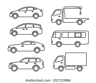 set of icons cars