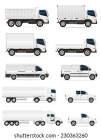 set of icons cars and truck for transportation cargo vector illustration isolated on white background